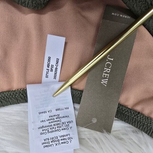 NWT J. Crew Textured curved-waist cheeky bikini bottom Size S Green BC050 - Picture 7 of 10